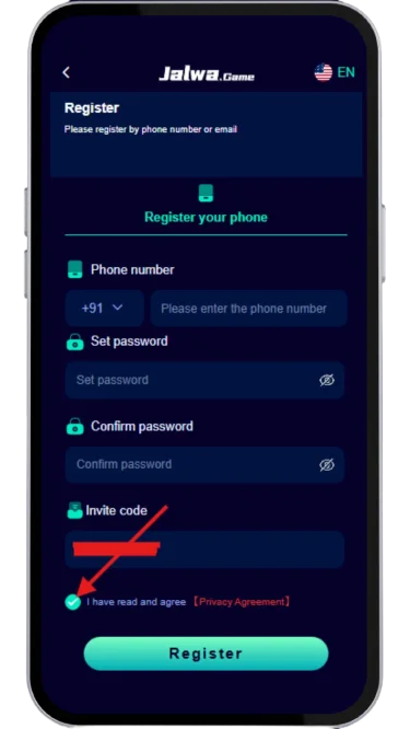 accept privacy agreement to register
